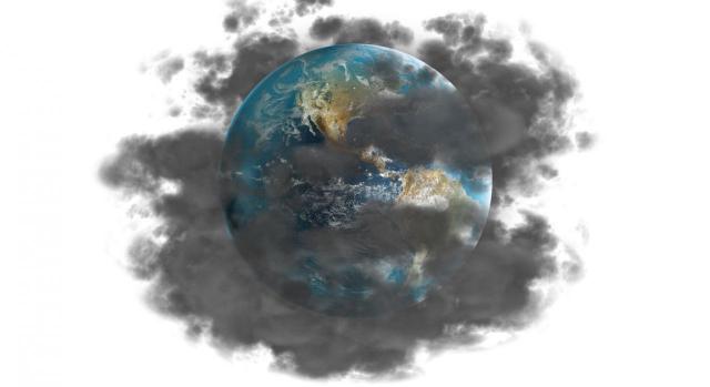 Contaminación de la tierra por el cambio climático Imagen de la tierra y la contaminación por el cambio climático