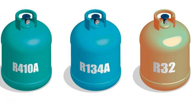 La nueva regulación del Impuesto sobre los Gases Fluorados de Efecto Invernadero La nueva regulación del Impuesto sobre los Gases Fluorados de Efecto Invernadero. Imagen de 3 bombonas de diferente color